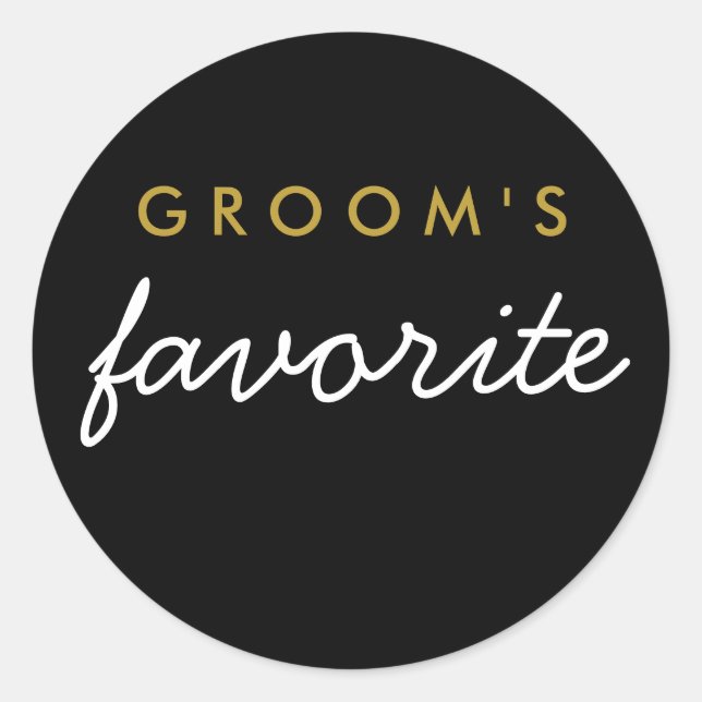 Personalisiert Groom's Lieblingsticker Schwarz Runder Aufkleber (Vorderseite)