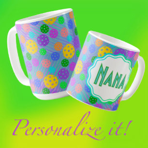 Personalisiert Groovy Multicolor Pickleball Pop Ar Kaffeetasse