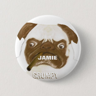 Personalisiert Grumpy AFICIONADO Puggy Cigar Button
