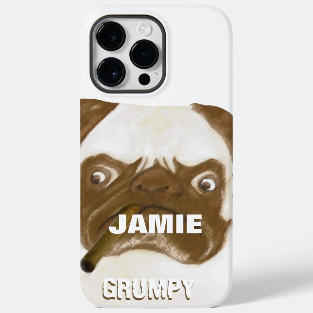Personalisiert Grumpy AFICIONADO Puggy Cigar Case-Mate iPhone Hülle (Rückseite)