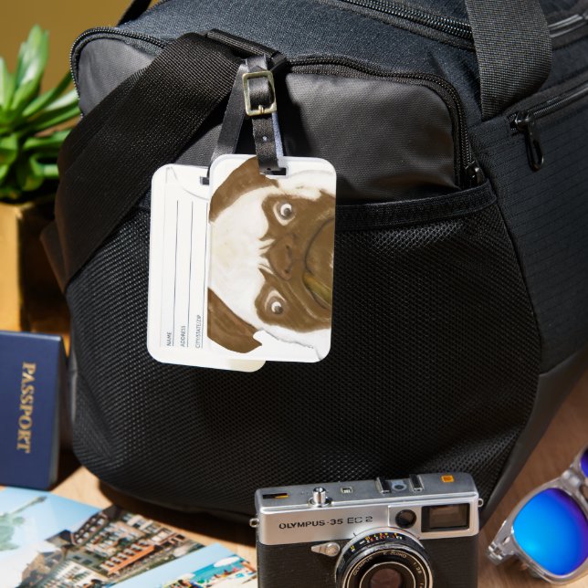 Personalisiert Grumpy AFICIONADO Puggy Cigar Gepäckanhänger (Vorderseite & Rückseite)