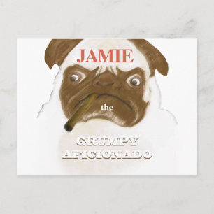 Personalisiert Grumpy AFICIONADO Puggy Cigar Postkarte