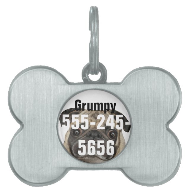 Personalisiert Grumpy Puggy Tiermarke (Vorderseite)
