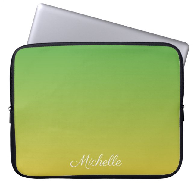 Personalisiert-grün und gelb-grün laptopschutzhülle (Vorderseite)