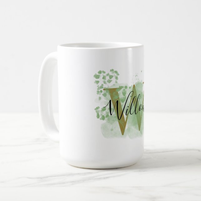 Personalisiert grüne Blüteninitiative Kaffeetasse (Vorderseite Links)