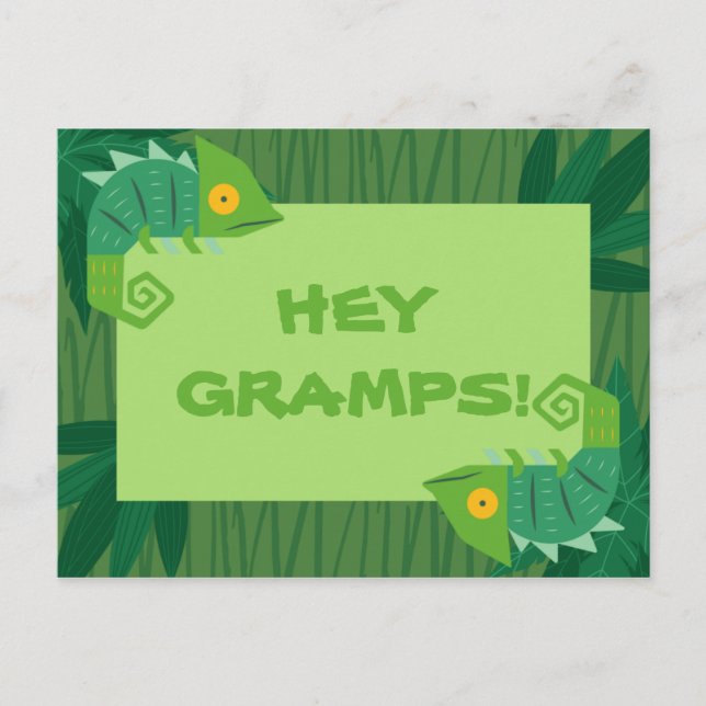 Personalisiert - Grüne Chameleon-Verbindungen Postkarte (Vorderseite)