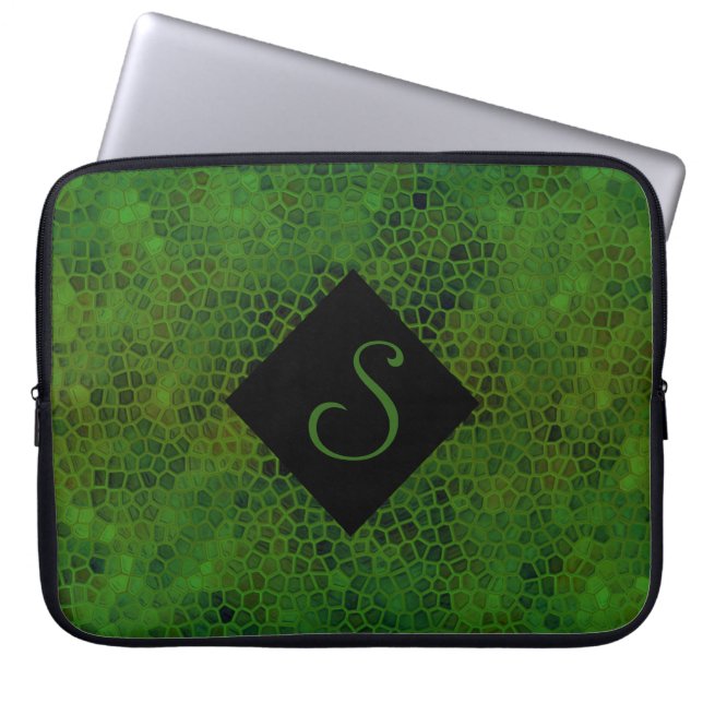 Personalisiert grüner Dinosaurier versteckt Laptopschutzhülle (Vorderseite)