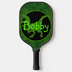 Personalisiert grüner Dinosaurier versteckt Pickleball Schläger
