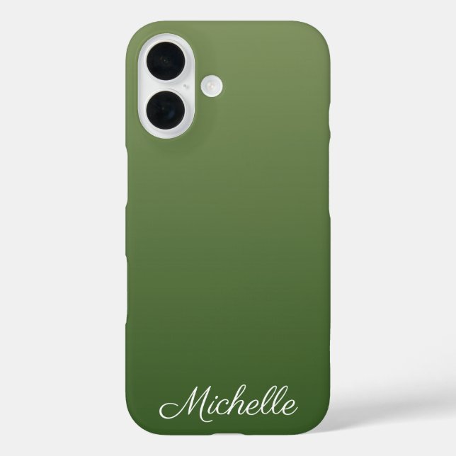 Personalisiert-grüner Ober iPhone 16 Hülle (Rückseite)
