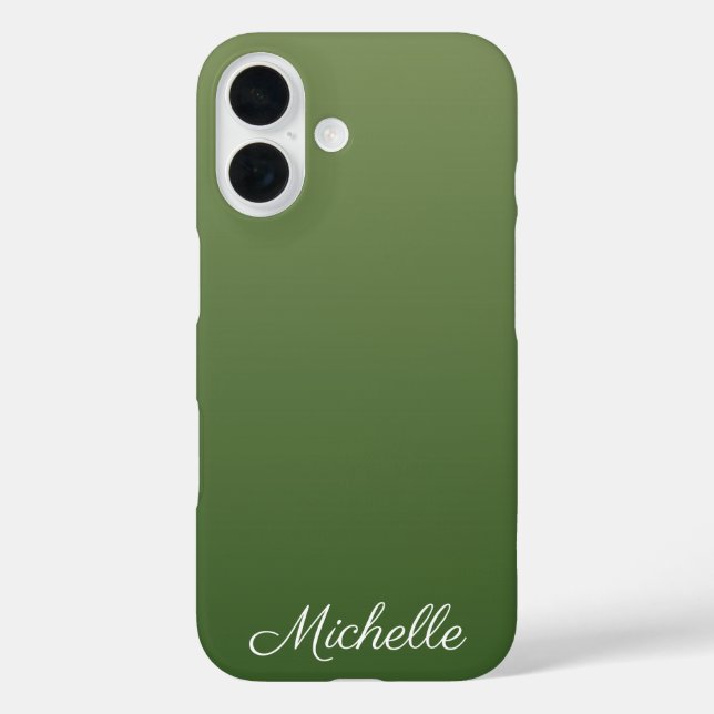 Personalisiert-grüner Ober iPhone 16 Hülle (Rückseite)