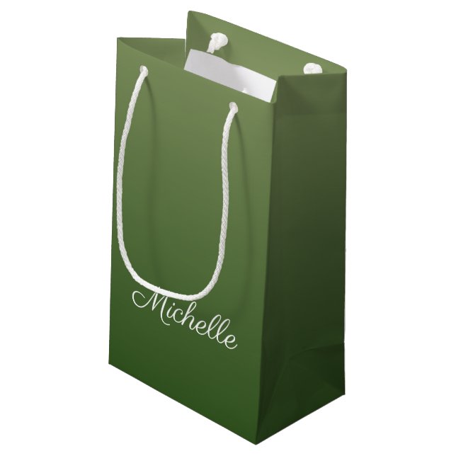 Personalisiert-grüner Ober Kleine Geschenktüte (Rückseite Schrägansicht)