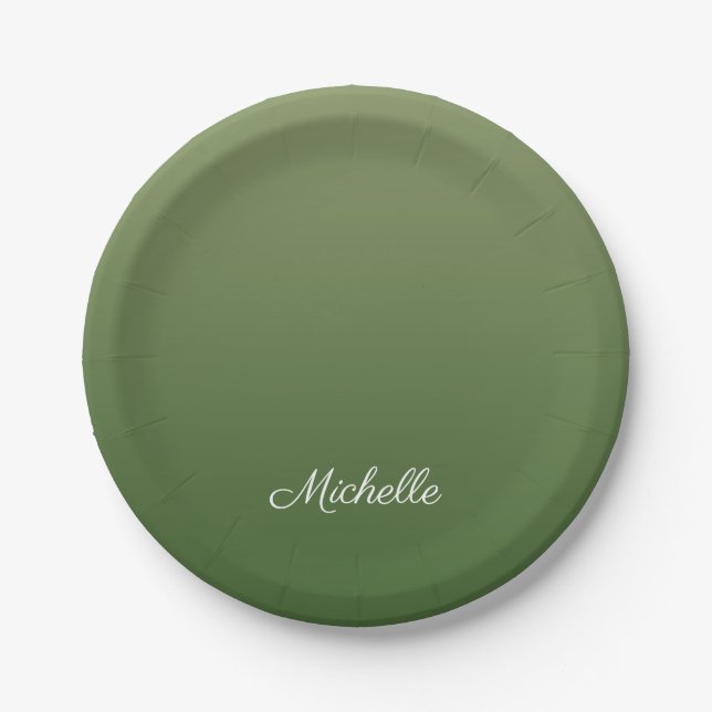 Personalisiert-grüner Ober Pappteller (Vorderseite)