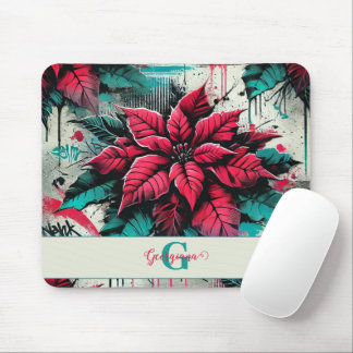 Personalisiert Grungy Poinsettia Floral Graffiti Mousepad
