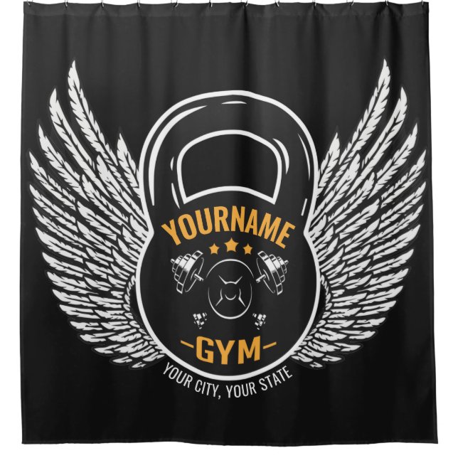 Personalisiert GYM Fitness Trainer Kettlebell Duschvorhang (Vorderseite)