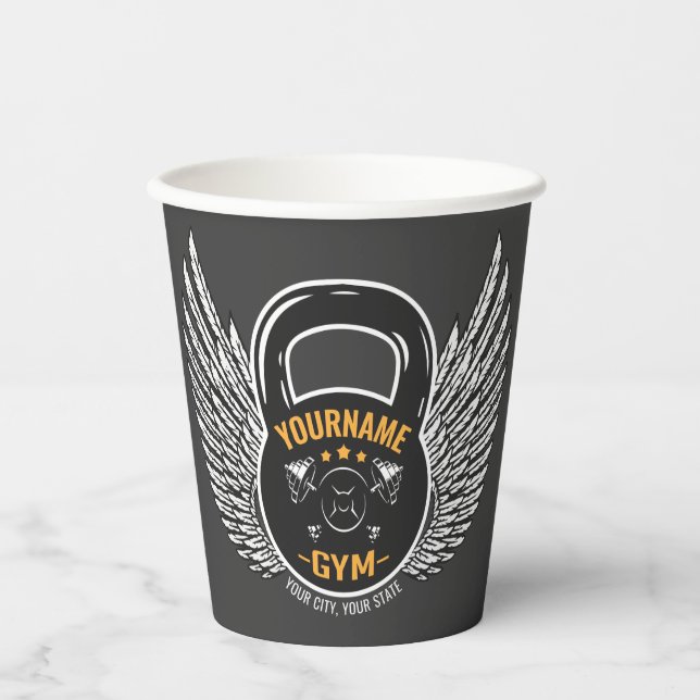 Personalisiert GYM Fitness Trainer Kettlebell Pappbecher (Vorderseite)