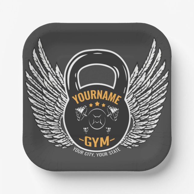 Personalisiert GYM Fitness Trainer Kettlebell Pappteller (Vorderseite)