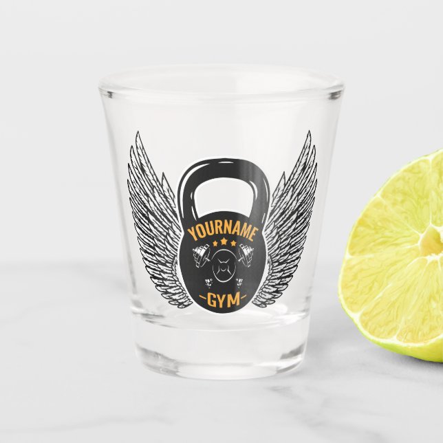 Personalisiert GYM Fitness Trainer Kettlebell Schnapsglas (Vorderseite)