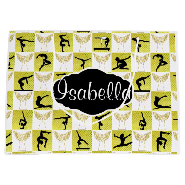 PERSONALISIERT GYMNAST CHRISTMAS ANGEL GIFT BAG GROßE GESCHENKTÜTE (Vorderseite)