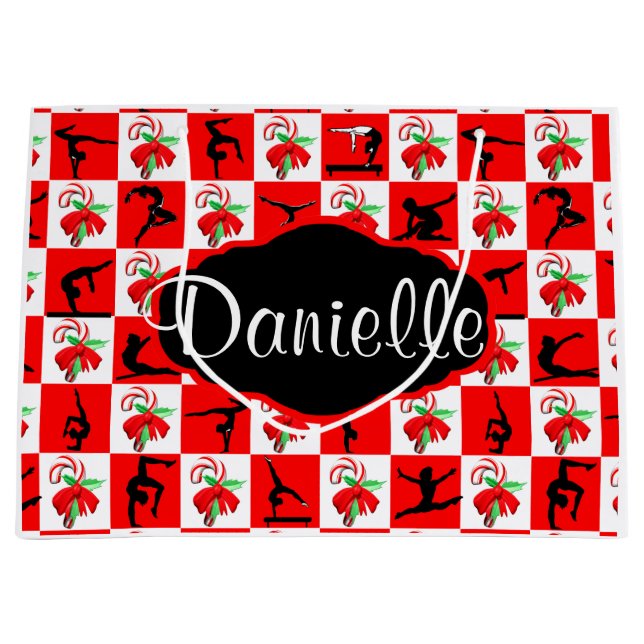 PERSONALISIERT GYMNAST CHRISTMAS CANDY CANE GIFT B GROßE GESCHENKTÜTE (Vorderseite)