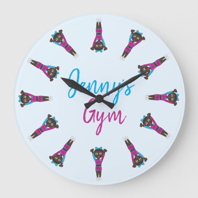 Personalisiert Gymnastik Akrobatik Tumbling Gym Große Wanduhr (Vorderseite)