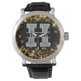 Personalisiert H Initial Silver Monogram Ihr Name Armbanduhr