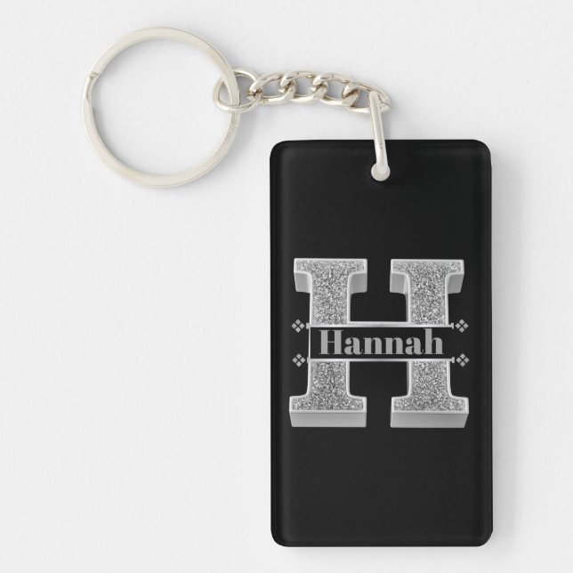 Personalisiert H Initial Silver Monogram Ihr Name Schlüsselanhänger (Vorderseite)