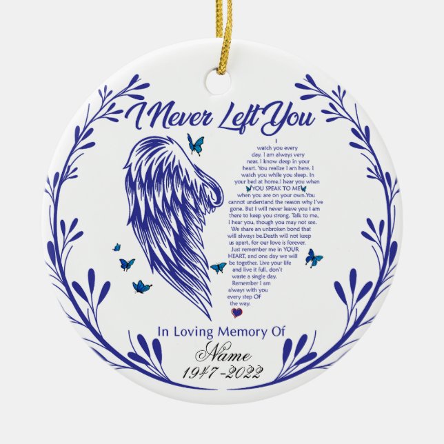 Personalisiert habe ich dich nie Verlassen, Angel  Keramik Ornament (Vorne)