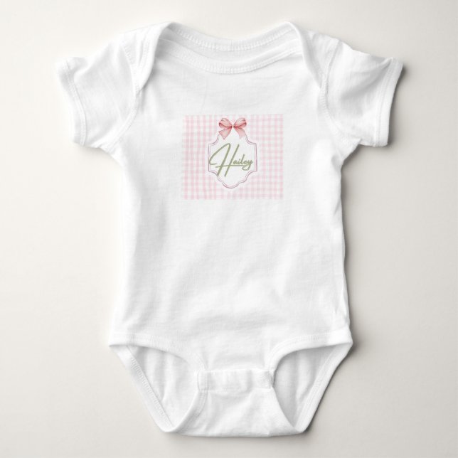 Personalisiert Hailey Baby Girl Kinderzimmer Bow&G Baby Strampler (Vorderseite)