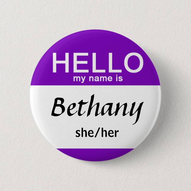 Personalisiert Hallo, mein Name ist Individuelle N Button (Vorderseite)