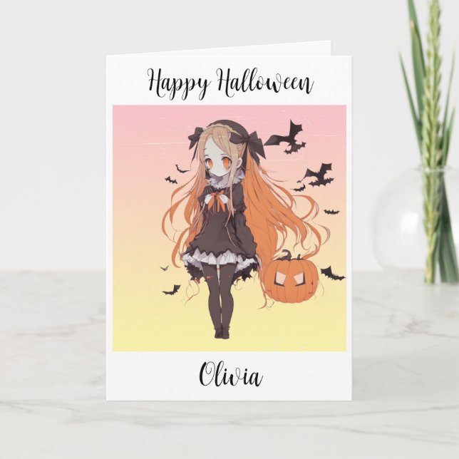 Personalisiert Halloween Anime Girl Karte (Vorderseite)