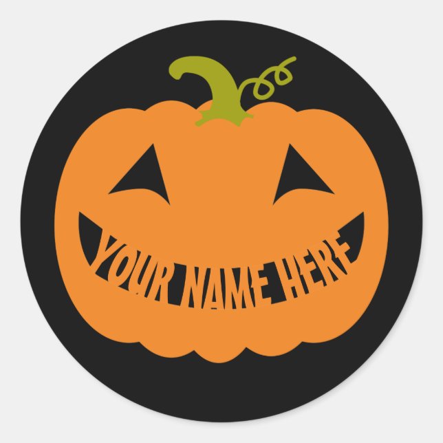 Personalisiert Halloween Pumpkin Runder Aufkleber (Vorderseite)