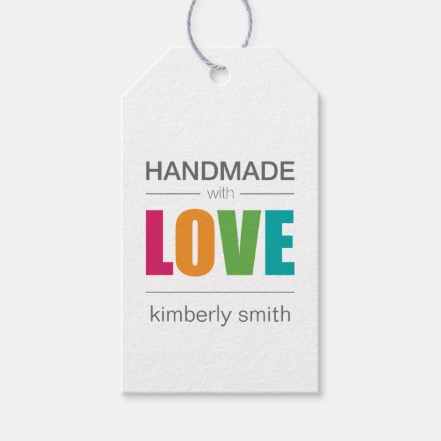Personalisiert Handgefertigt mit Liebe Geschenkanhänger (Vorderseite)