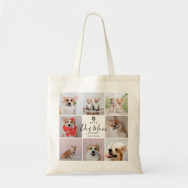 Personalisiert Handgeschriebener Best Dog Mama 8 F Tragetasche (Vorne)