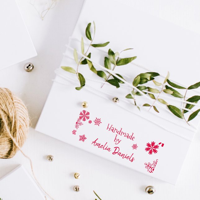 Personalisiert Handmade by Christmas Snowflake Bri Permastempel (Von Creator hochgeladen)