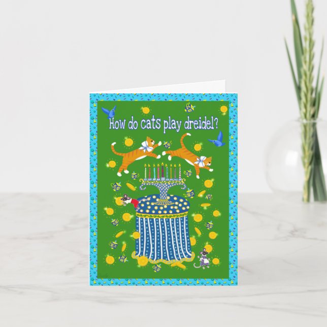 Personalisiert Hanukkah mit Orange Tabby Cats! Karte (Vorderseite)