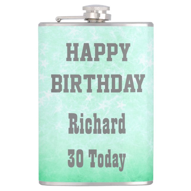 Personalisiert Happy 30. Geburtstag Design Flachmann (Vorderseite)