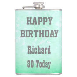 Personalisiert Happy 80. Geburtstag Design Flachmann