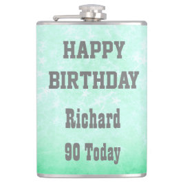 Personalisiert Happy 90. Geburtstag Design Flachmann