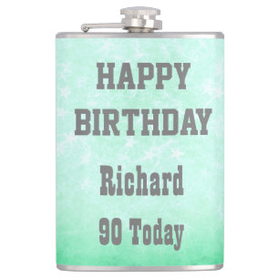 Personalisiert Happy 90. Geburtstag Design Flachmann