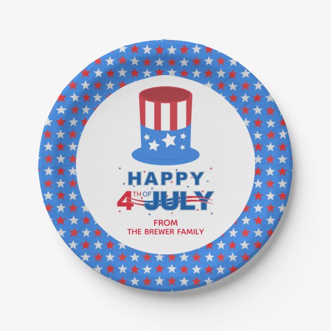 Personalisiert Happy Amerikanische Unabhängigkeits Pappteller (Vorderseite)