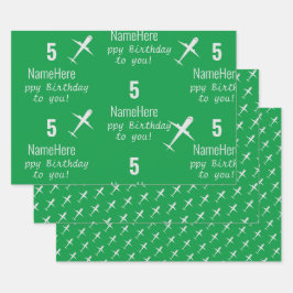 Personalisiert Happy Birthday Airplane Irish Green Geschenkpapier Set