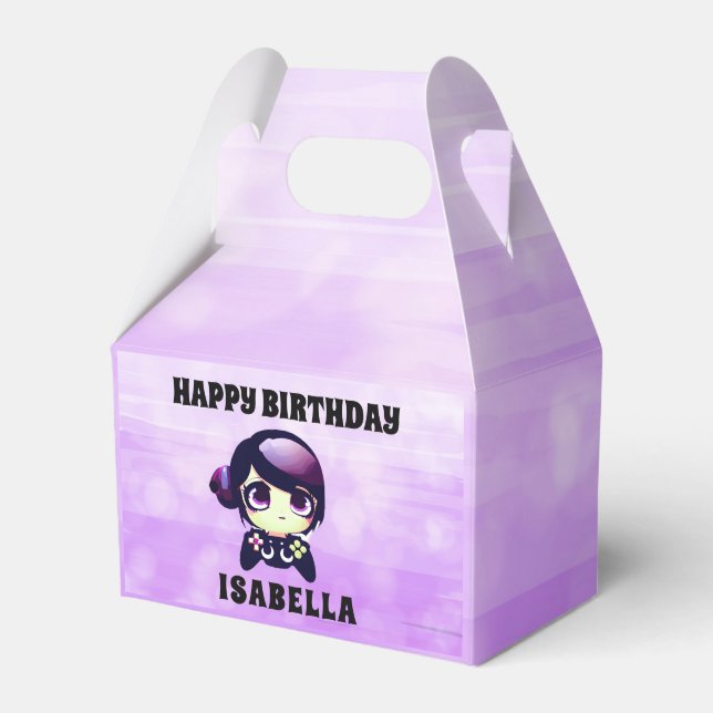 Personalisiert Happy Birthday Anime Gamer Girl Geschenkschachtel (Vorderseite)