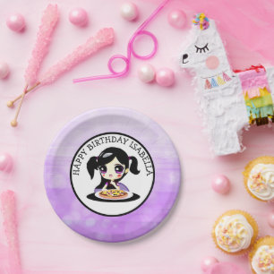 Personalisiert Happy Birthday Anime Girl Pizza Par Pappteller