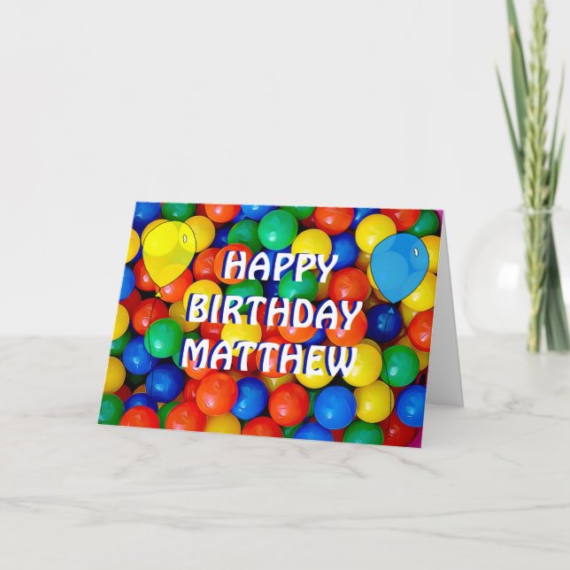 Personalisiert Happy Birthday Ball Pit Themed Boy' Karte (Vorderseite)