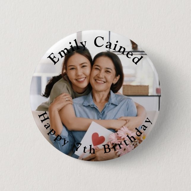 Personalisiert Happy Birthday Celebration Geschenk Button (Vorderseite)