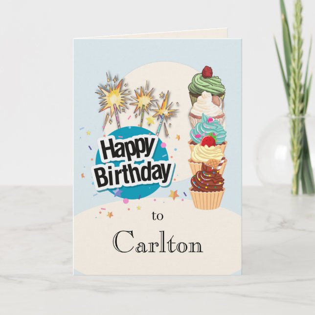 Personalisiert Happy Birthday Cupcake Card Karte (Vorderseite)
