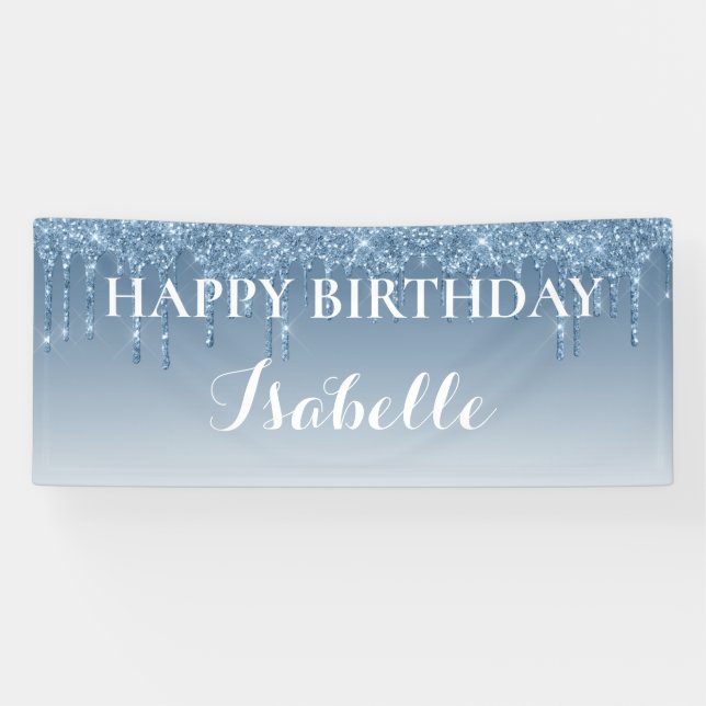 Personalisiert Happy Birthday Dripping Glitzer Banner (Horizontal)