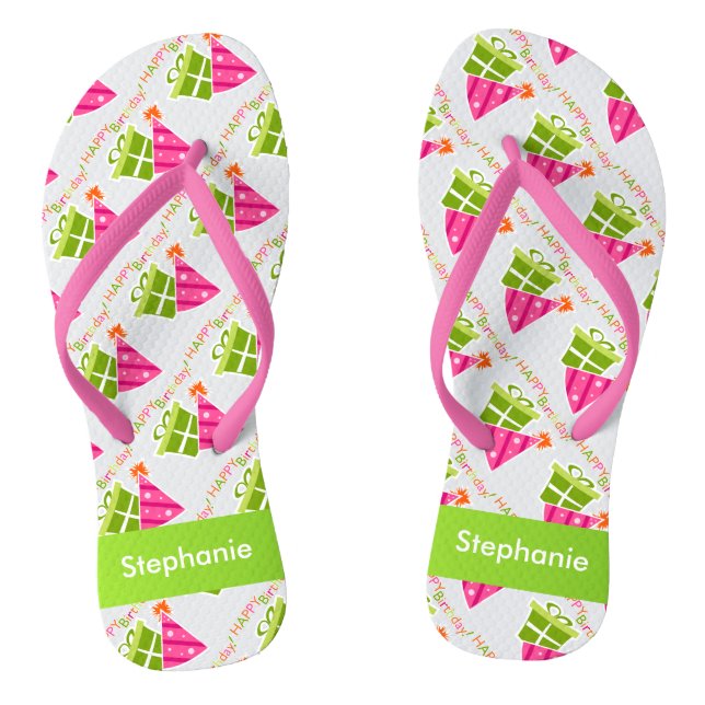Personalisiert Happy Birthday Flip Flops (Fußbett)