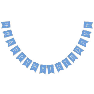 Personalisiert Happy Birthday Flugzeuge Blaue Deko Wimpelkette