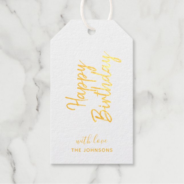 Personalisiert Happy Birthday Folie Geschenketiket Geschenkanhänger (Vorderseite)